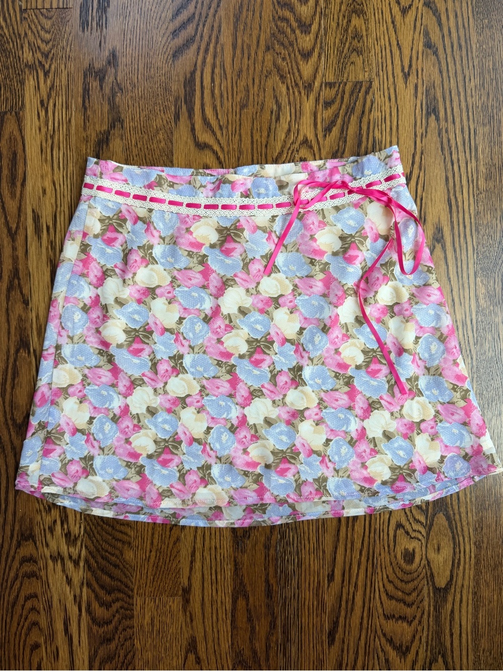 Mure+Grand Floral Rosette Coquette Lace Band A-Line Mini Skirt